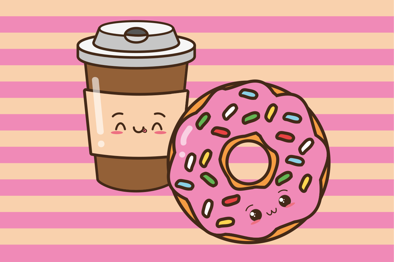 Vaikiškas stalo padekliukai mielas kavos donuts - „Tenstickers“