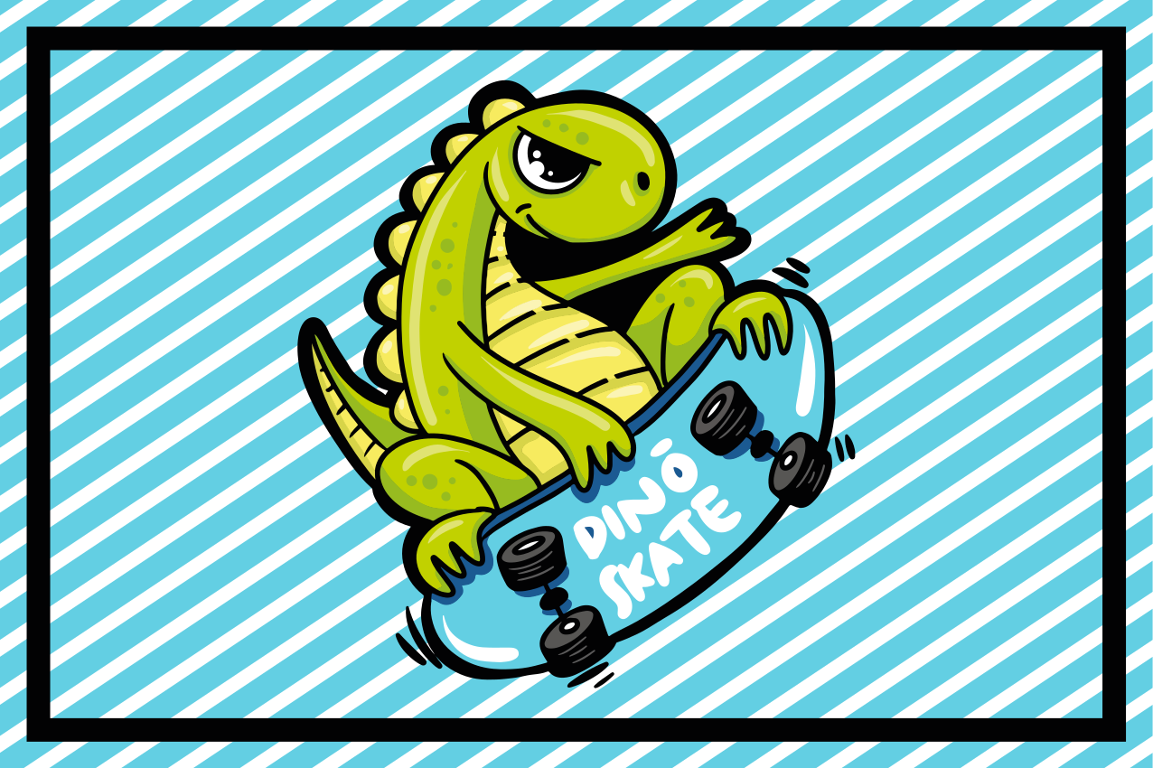 Vaikiški stalo padėkliukai dino riedlenčių nuotykiuose - „Tenstickers“