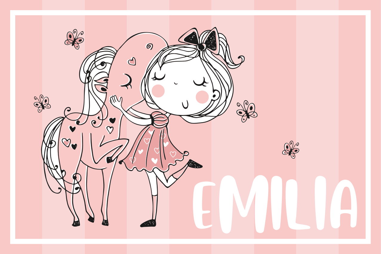 Vaikiški stalo padėkliukai Žavinga mergaitė ir arklys - „Tenstickers“