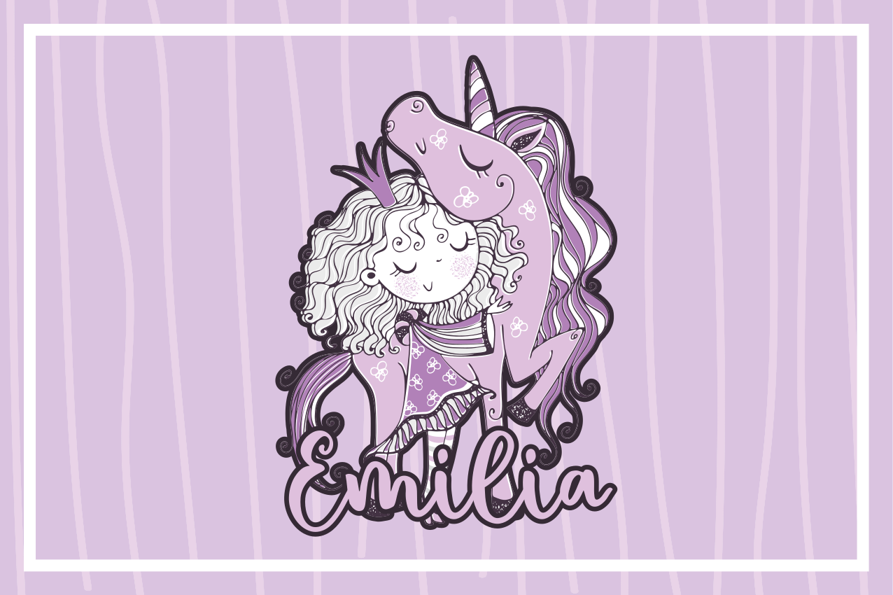 Vaikiški stalo padėkliukai mielas vienaragis apkabina - „Tenstickers“