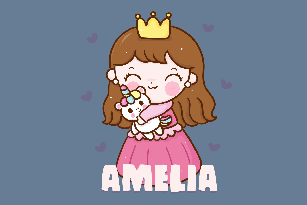 Vaikiški stalo padėkliukai su miela princese ir vienaragiu - „Tenstickers“