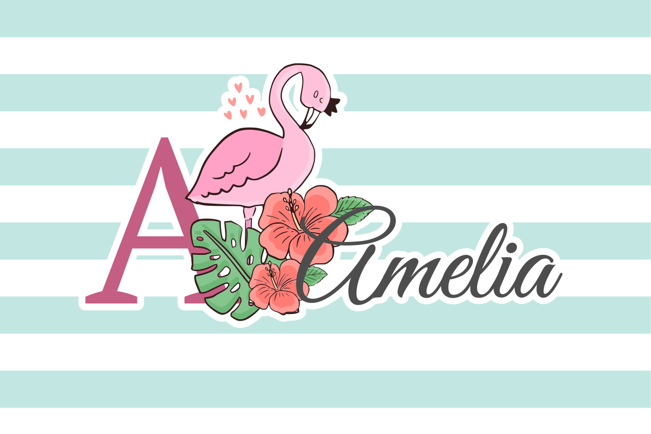 Vaikiški stalo padekliukai flamingo monograma amelia - „Tenstickers“