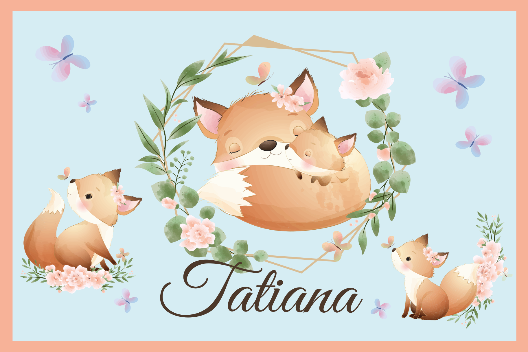 Vaikiški stalo padėkliukai mielų lapinų Šeima - „Tenstickers“