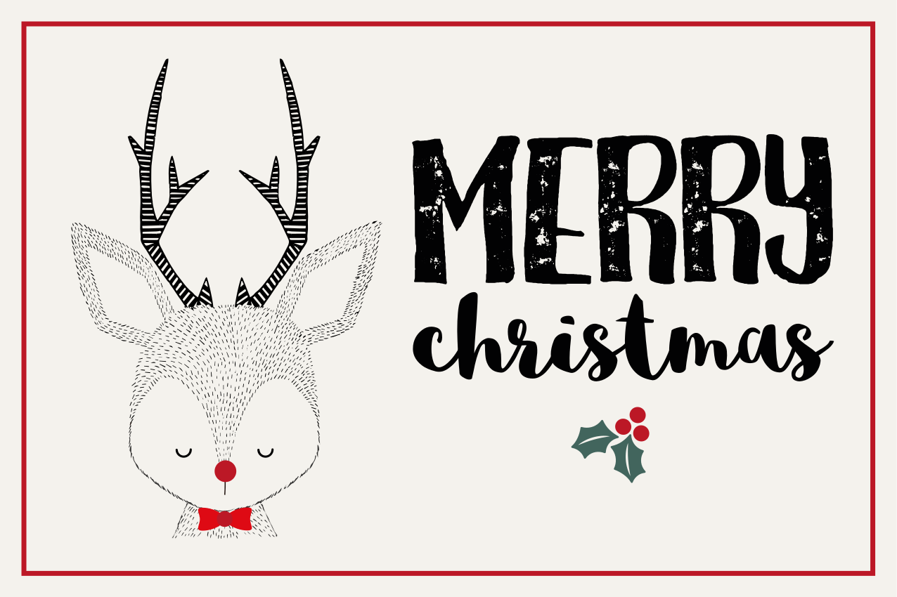 Kalėdiniai stalo padėkliukai linksmas elnias iliustracija - „Tenstickers“