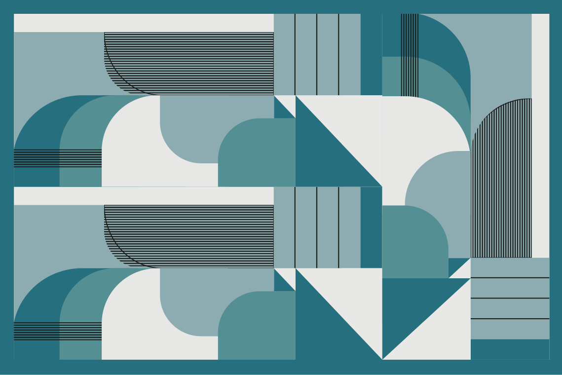 Modernūs stalo padėkliukai geometrinėmis mėlynomis formomis - „Tenstickers“