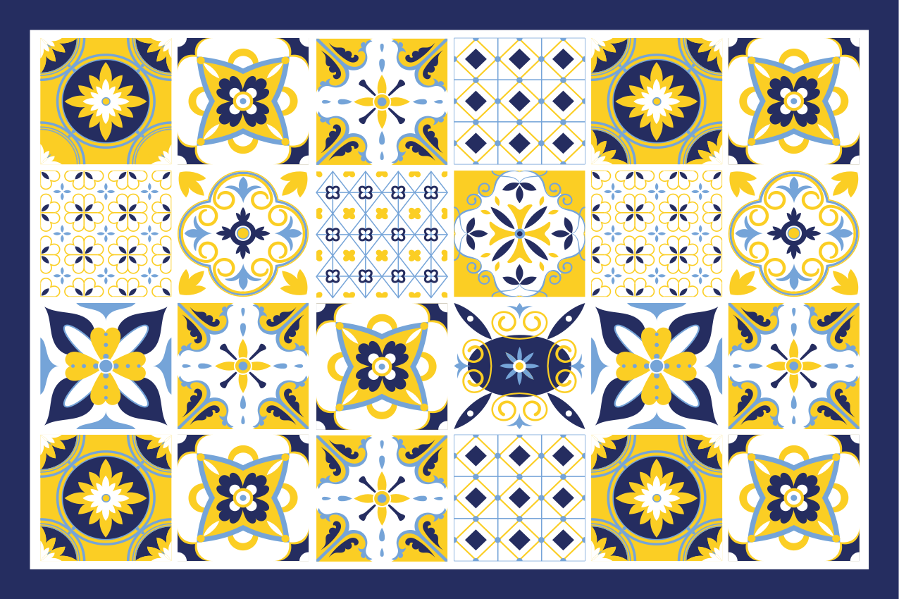 Tekstūruoti stalo padėkliukai spalvotais plytelių raštais - „Tenstickers“