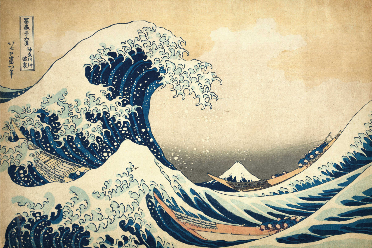 Hokusai kanagawa wave padėkliukai - „Tenstickers“