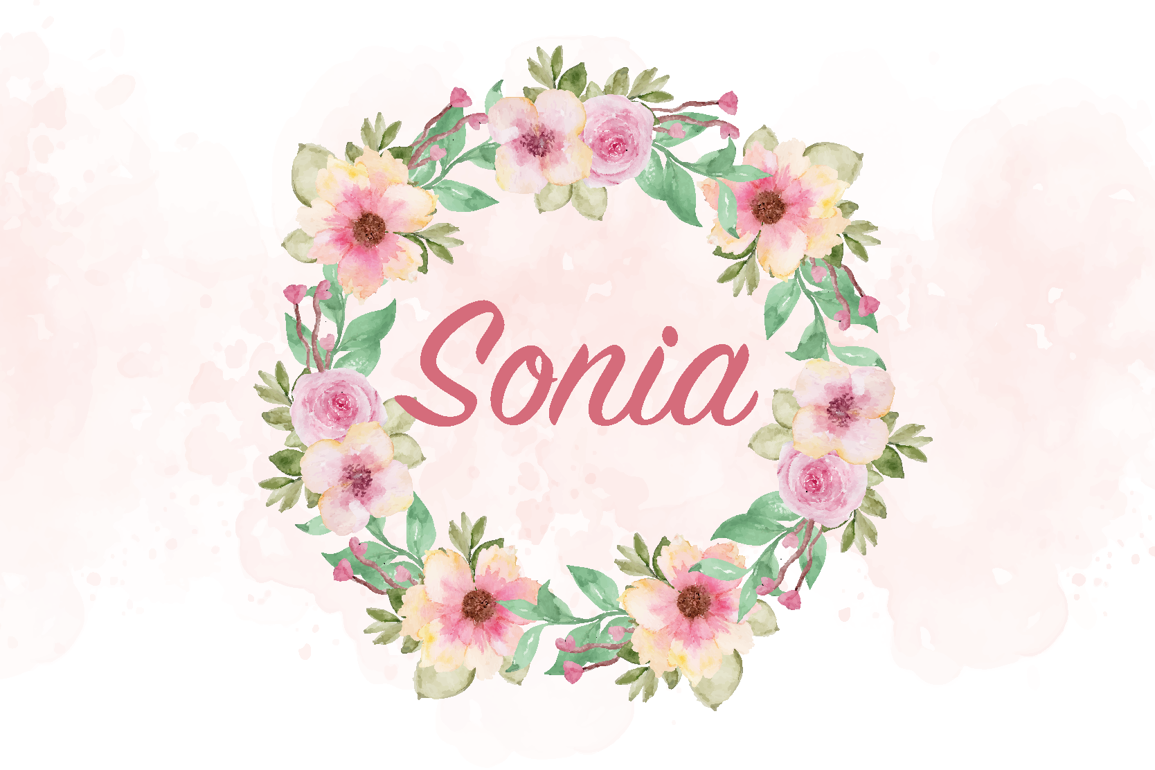 Akvarelės gėlės staltiesė su vardu - „Tenstickers“