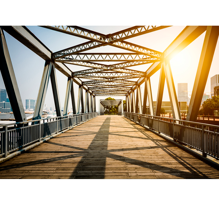 Saulėto tilto vaizdingas vaizdas miesto sienų freska - „Tenstickers“