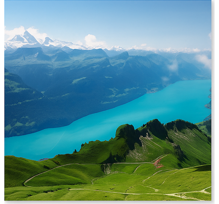 Snieguota alpių viršūnė kalnų sienos freska - „Tenstickers“