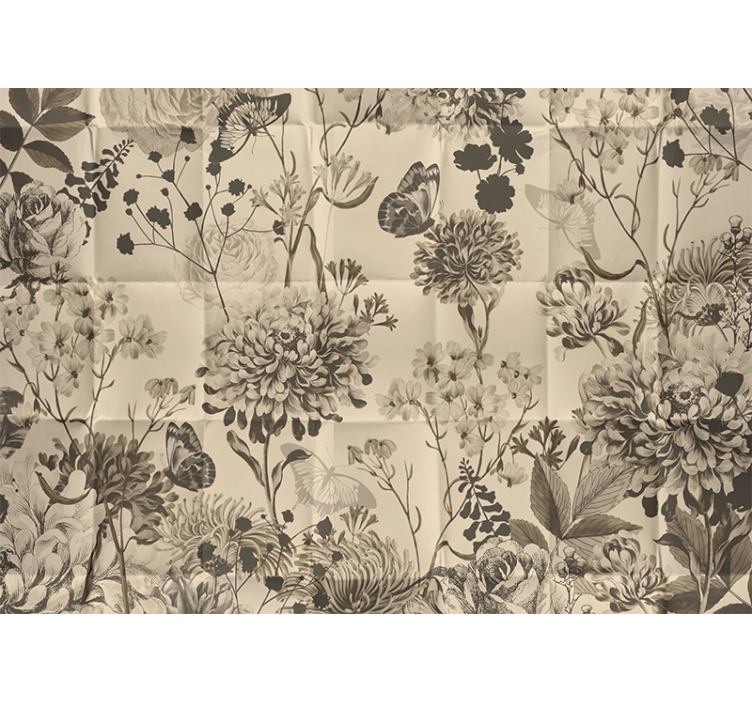 Smėlio spalvos gėlių raštas pagrindinio miegamojo sienų tapyba - „Tenstickers“