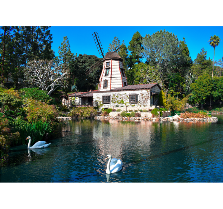 Dvi gulbės ir spalvingi medžiai - „Tenstickers“