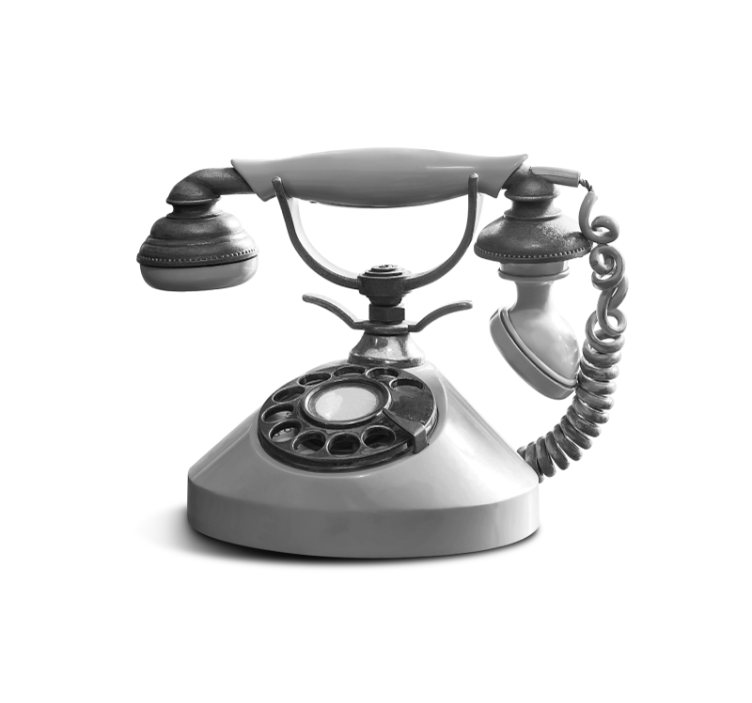 Juoda ir balta senovinė telefono sieninė tapyba - „Tenstickers“