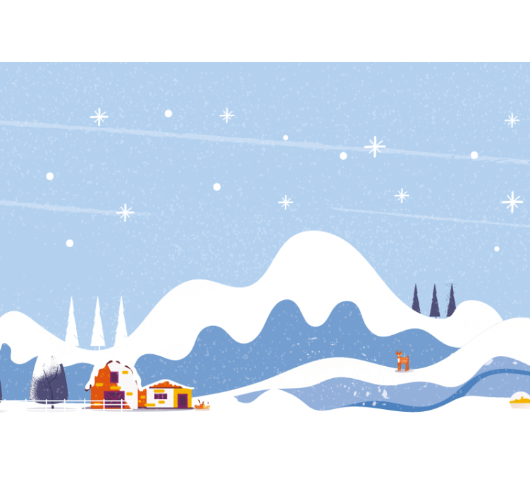 Snieguoti kalnai su palapinėmis vaikų sienų fototapetai - „Tenstickers“