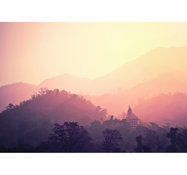 Kalnų šventyklos vaizdas gamtos sienų tapyba - „Tenstickers“