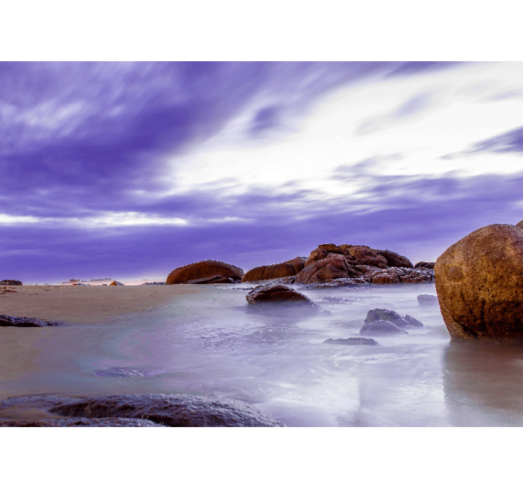 Kalnų sienos freska akmeningo paplūdimio peizažas - „Tenstickers“