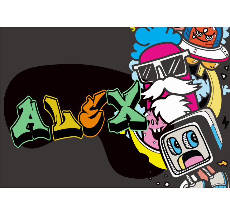 Mmiesto meno sienų freska spalvingų personažų menas - „Tenstickers“