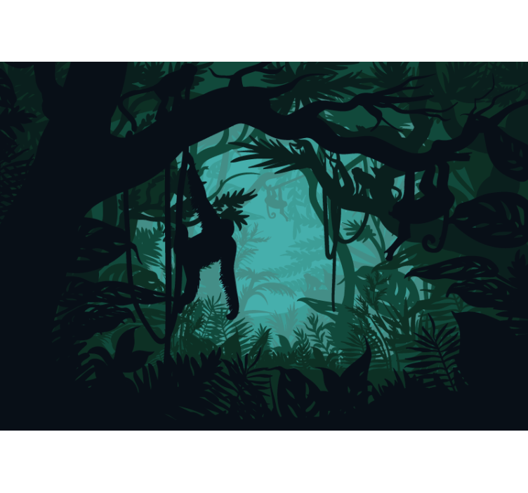 Gyvybingas džiunglių peizažas Džiunglės sienų freska - „Tenstickers“