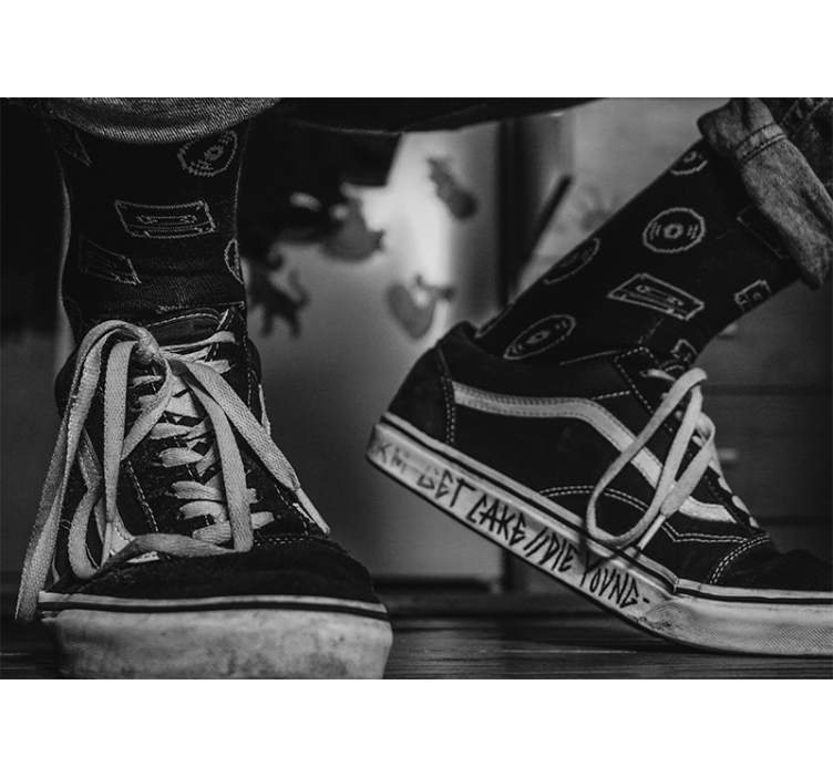 Kasečių juostos kojinės muzikos sienų freska - „Tenstickers“