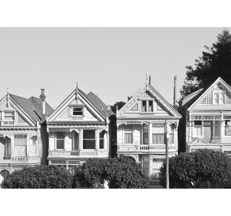 Viktorijos laikų namų eilė miesto sienų freska - „Tenstickers“