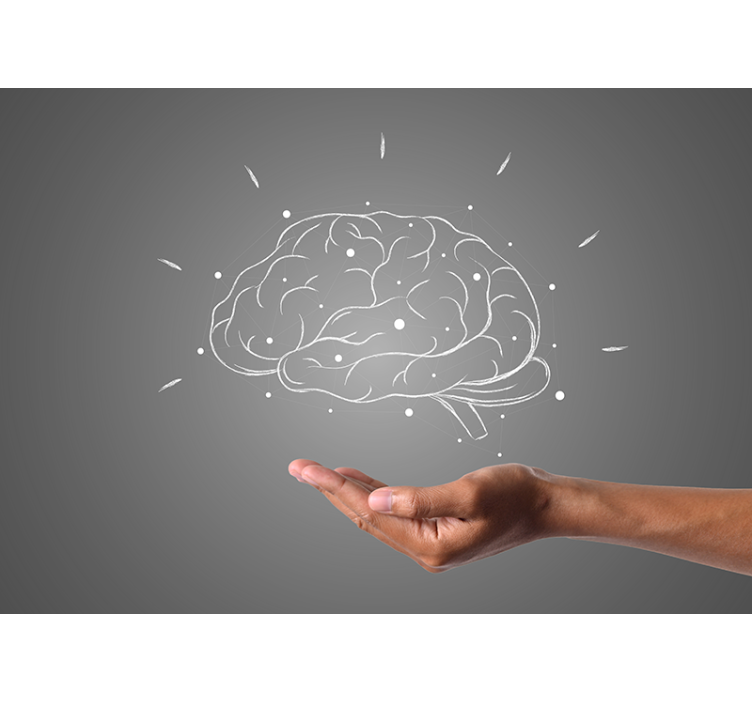 Smegenų koncepcijos vizualizacija frazių sienų freska - „Tenstickers“