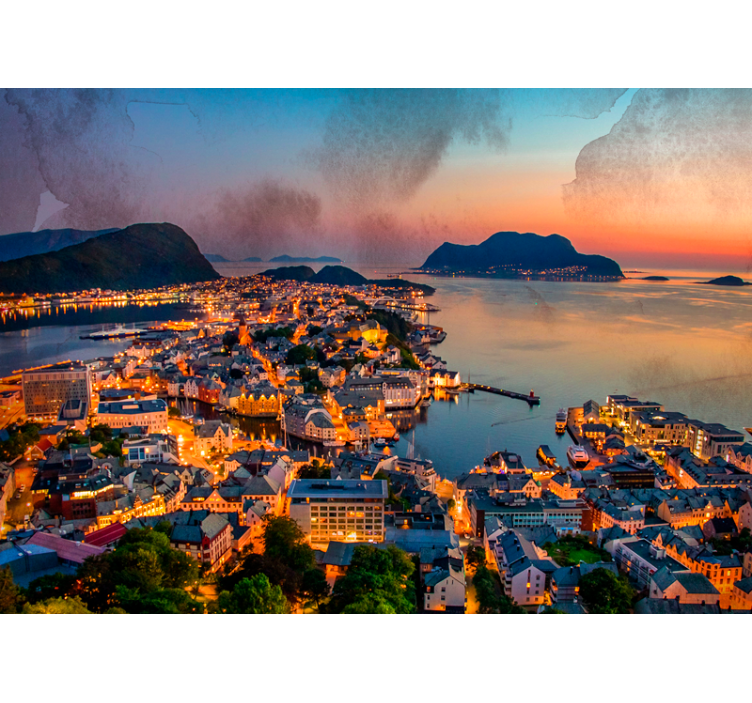 Vaizdingas pakrantės vaizdas miesto sienų freska - „Tenstickers“