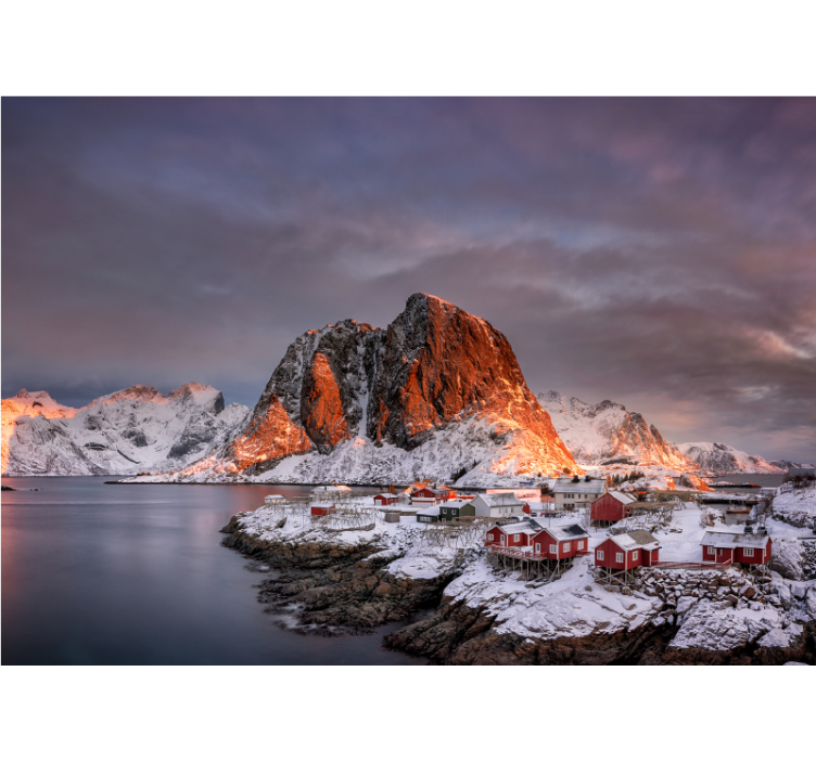 Kalnų sienos freska snieguotų kalnų sutemos - „Tenstickers“