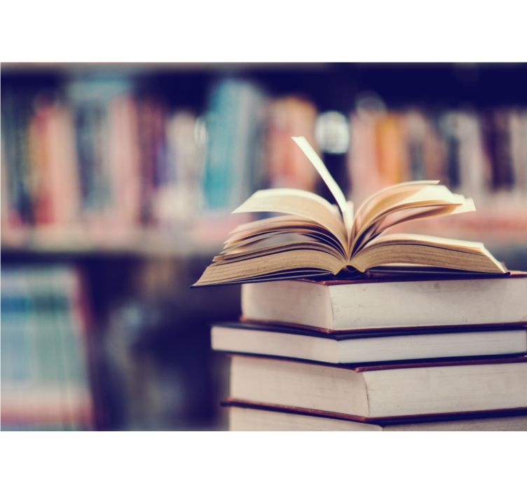 Meno sieniniai paveikslai atvirų knygų krūva - „Tenstickers“