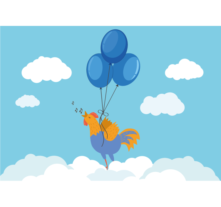 Vaikų miegamojo sienų freska dainuojančių gaidžių balionai - „Tenstickers“