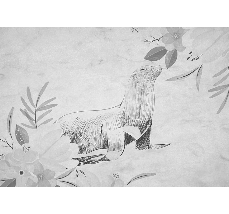 Vonios kambario sienų freska antspaudas tarp gėlių - „Tenstickers“