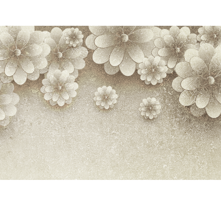 3d gėlės pilkos spalvos santuokos sieniniai paveikslai - „Tenstickers“