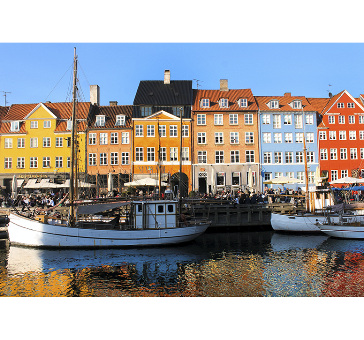 Atspindėtas spalvingas kopenhagos namų paveikslas - „Tenstickers“