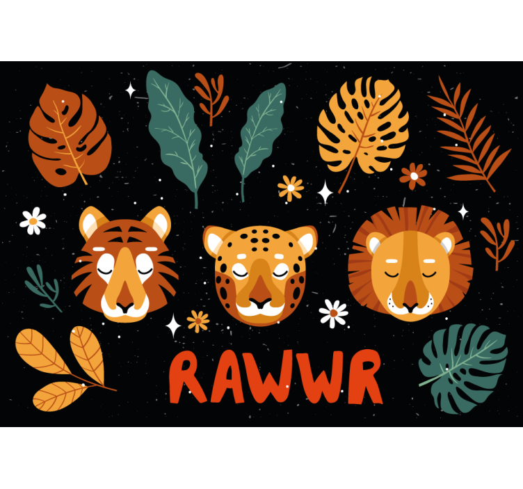 Vaikų miegamojo sienų freska Žaismingi džiunglių gyvūnai - „Tenstickers“