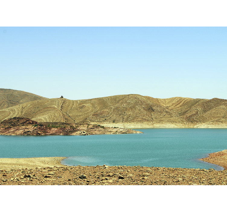 Kalnų sienos freska ramus kalnų ežeras - „Tenstickers“