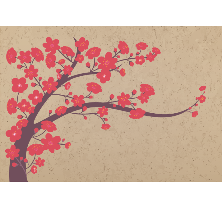 Gėlių sienos freska sakura šaka - „Tenstickers“