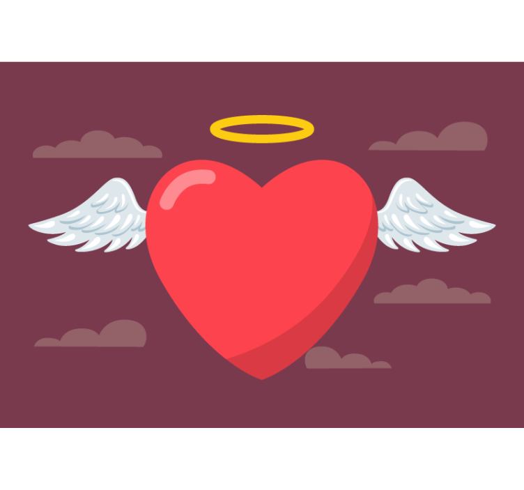 Meilės sienos freska Širdis su sparnais - „Tenstickers“