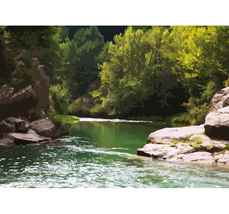 Kalnai su medžiais upės gamtos tapetai - „Tenstickers“