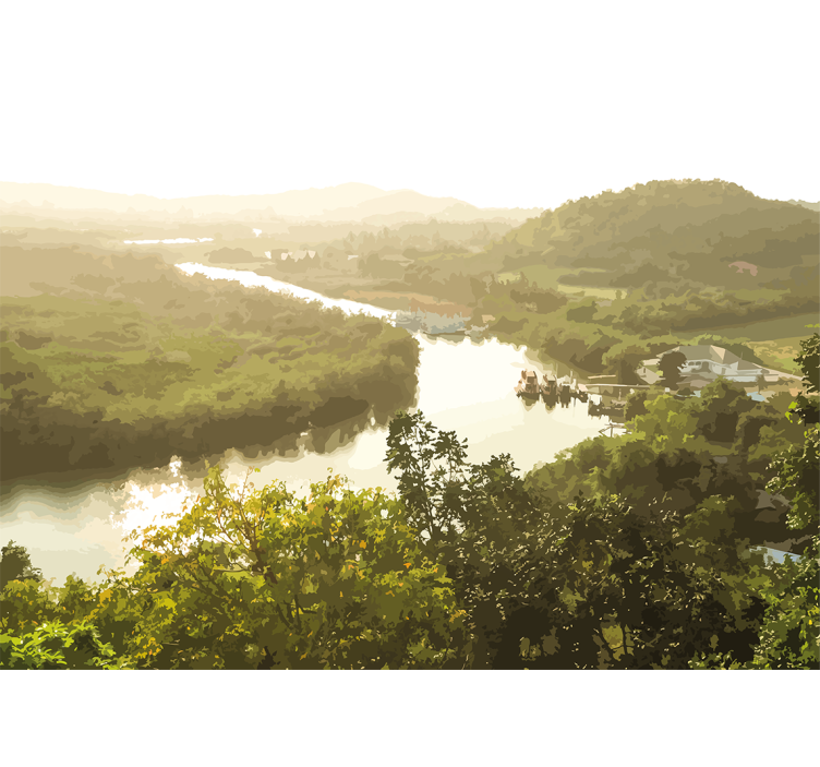 Peizažo sienos freska ramios upės vaizdas - „Tenstickers“