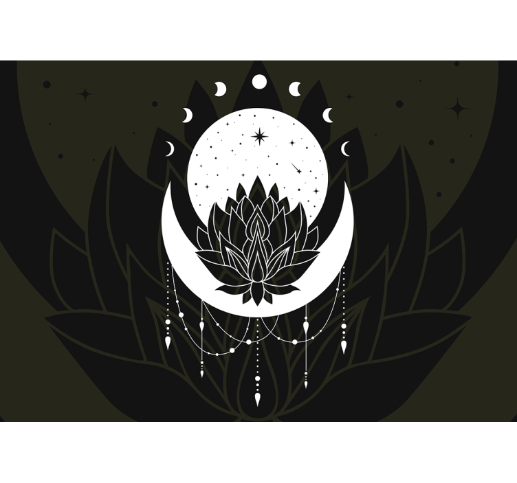 Mandalų sienų freska lotuso mėnulio dizainas - „Tenstickers“