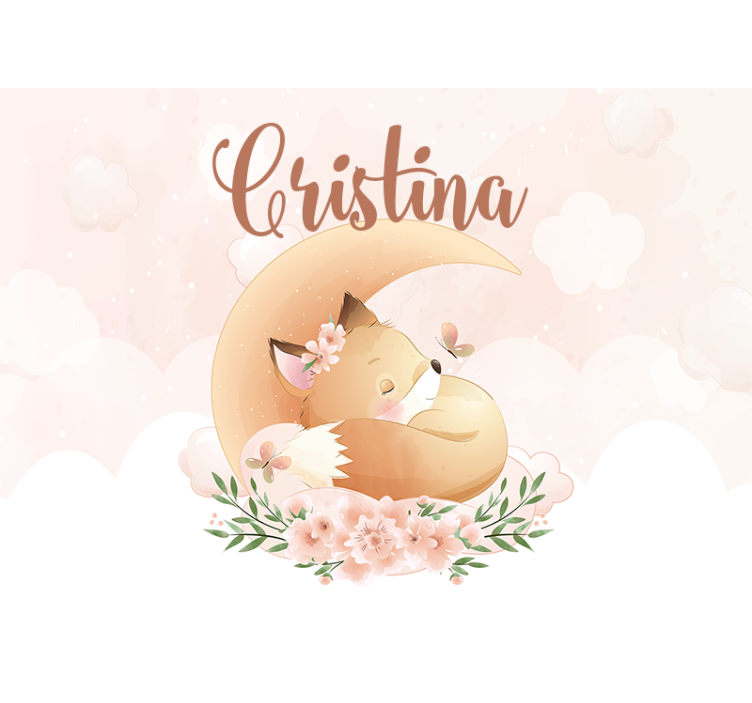 Miela lapė mergaitei su vaikų darželio freska - „Tenstickers“