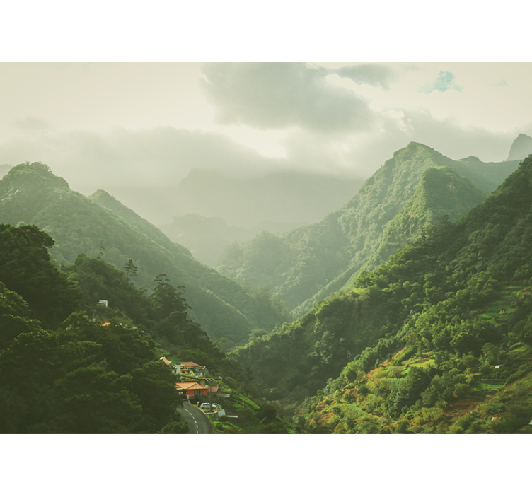 Peizažo sienos freska kalnų slėnio vaizdas - „Tenstickers“