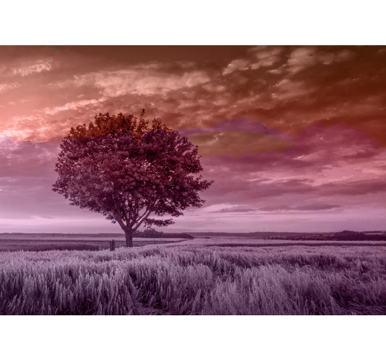 Vienišo medžio siluetas miško sienos freska - „Tenstickers“