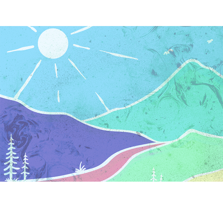 Peizažo sienos freska kalnuoto kraštovaizdžio scena - „Tenstickers“