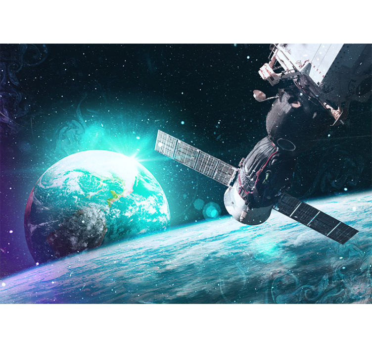 Erdvės sienų freska kosminis laivas orbitoje - „Tenstickers“