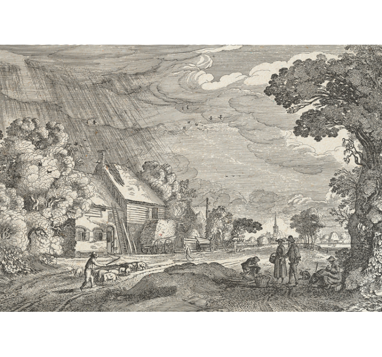 Peizažo sienos freska kaimo peizažo atvaizdas - „Tenstickers“