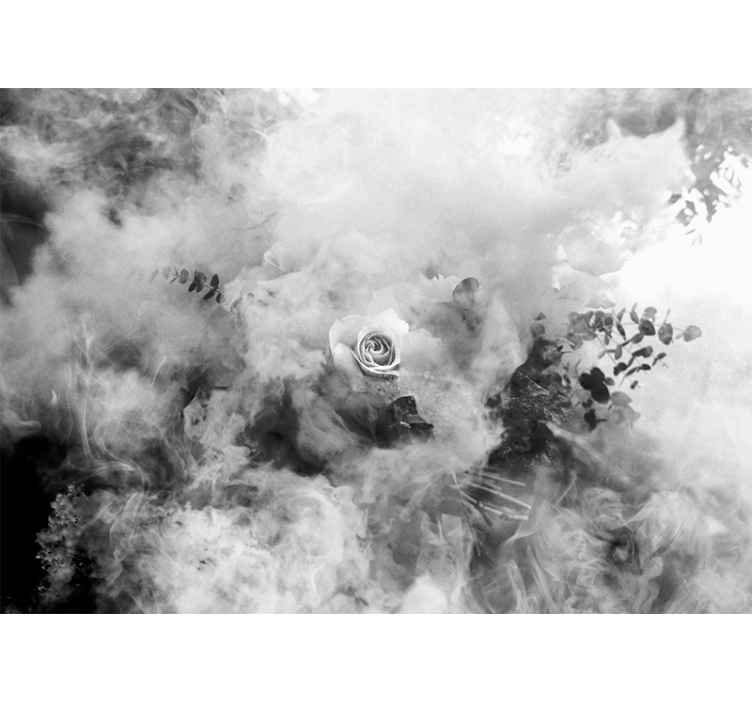 Gėlių sienos freska eterealus baltas rožė - „Tenstickers“