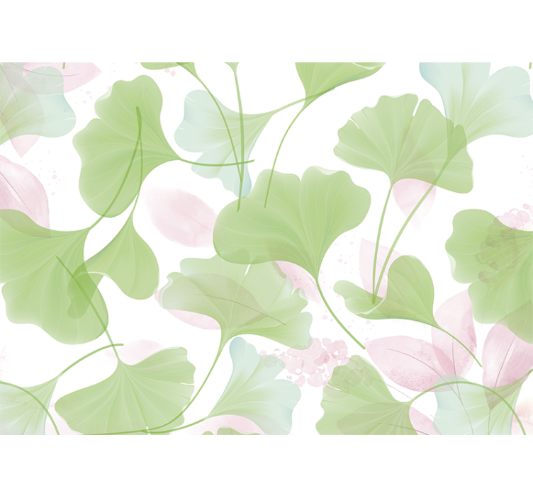 Gėlių sienos freska gingko lapų raštu - „Tenstickers“