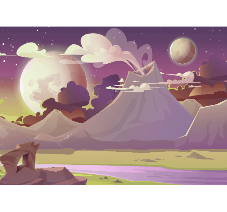 Fantazijos sienų freska kalnų peizažas - „Tenstickers“