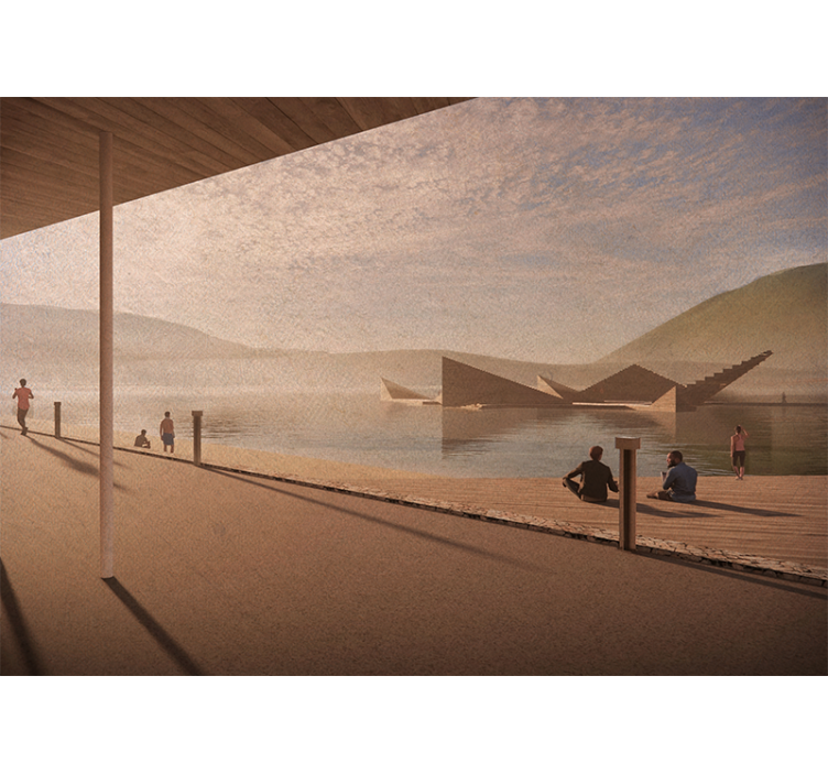 Peizažo sienos freska ramus ežero krantas - „Tenstickers“