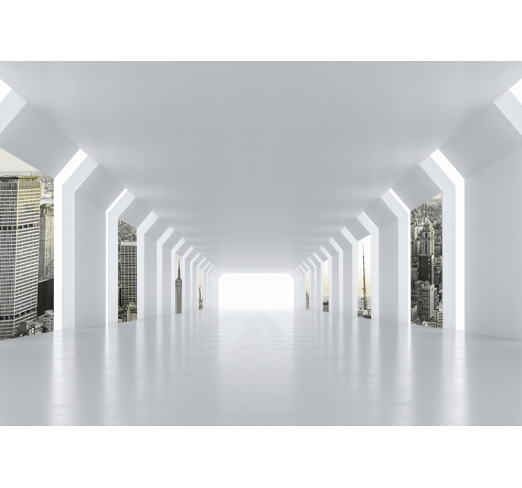 Miesto sienų freska futuristinio miesto panorama - „Tenstickers“